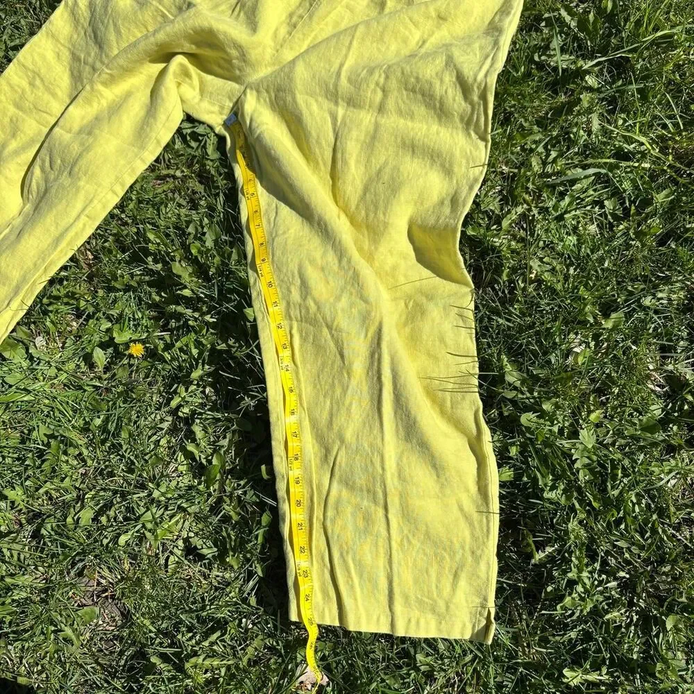 Vintage Yellow Linen Tailored Cropped Pants Size 18W